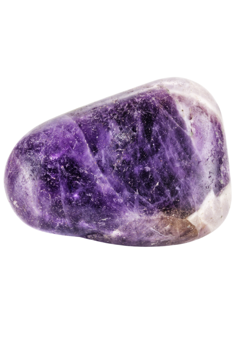 Pierre améthyste brute et roulée en lithothérapie