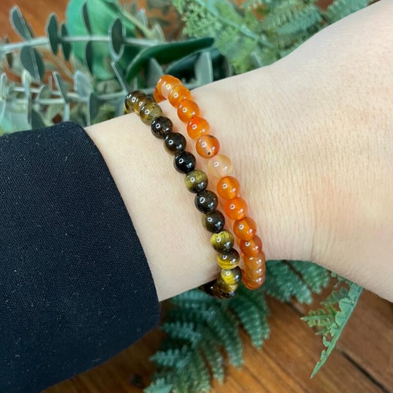 bracelet pierre cornaline et oeil de tigre