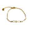 Bracelet chaine grand maillon acier inoxydable quartz rose