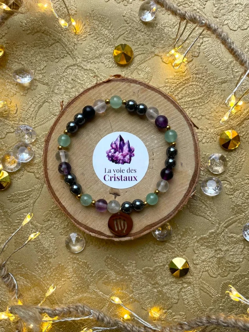 Bracelet Vierge hématite aventurine fluorite vue du dessus