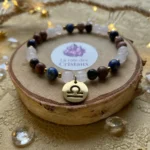 Breloque signe Balance sur bracelet astrologique en pierres naturelles