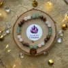 Bracelet Taureau aventurine quartz rose rhodonite vue du dessus Bracelet Taureau aventurine quartz rose rhodonite vue du dessus